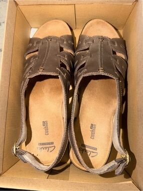 Clarks Brown Leather Slingback Sandals